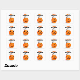 Happy Halloween Pumpkin With Toilet Paper Humour Square Sticker