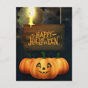 Happy Halloween Pumpkins Holiday Postcard