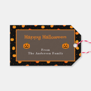 Happy Halloween Pumpkins Jack-o'-Lantern Pattern Gift Tags