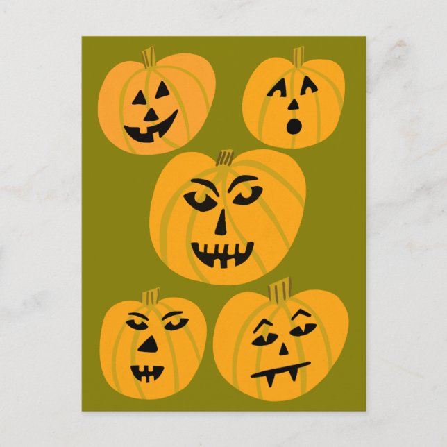 HAPPY HALLOWEEN Pumpkins Jack-O-Lanterns Postcard (Front)