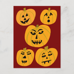 HAPPY HALLOWEEN Pumpkins Jack-O-Lanterns Postcard