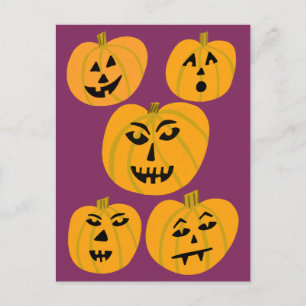 HAPPY HALLOWEEN Pumpkins Jack-O-Lanterns Postcard