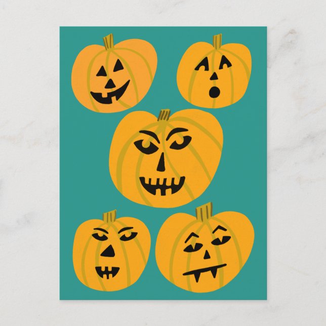 HAPPY HALLOWEEN Pumpkins Jack-O-Lanterns Postcard (Front)