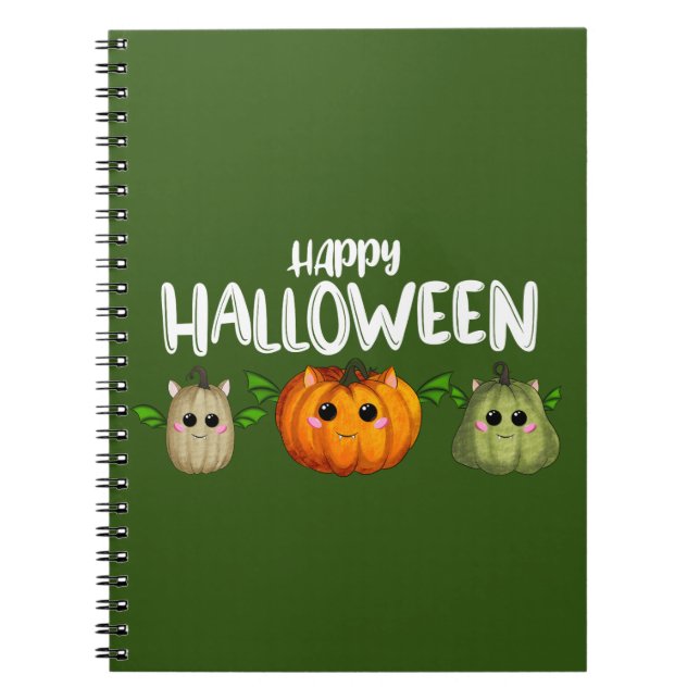 Happy Halloween pumpkins white Notebook (Front)