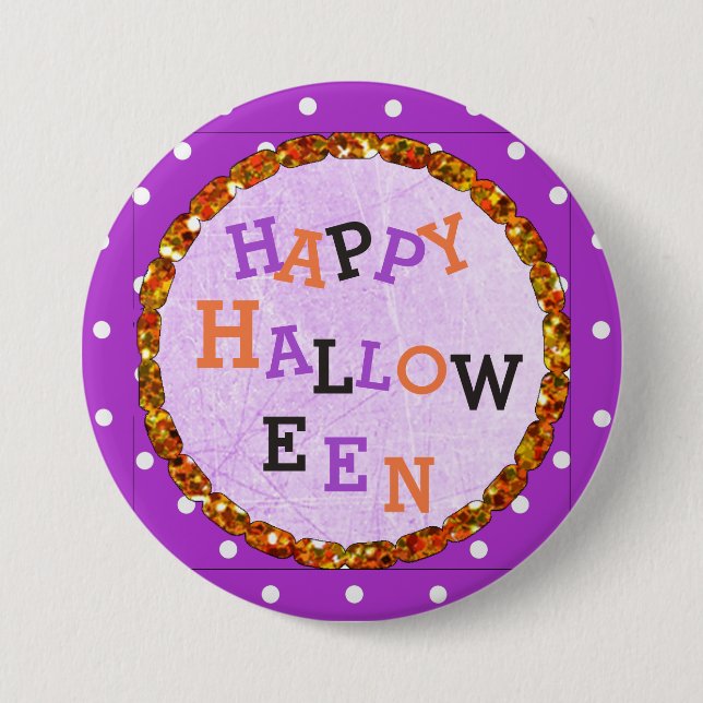 Happy Halloween Purple and Orange Buttons (Front)