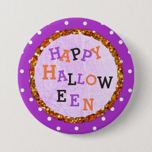 Happy Halloween Purple and Orange Buttons