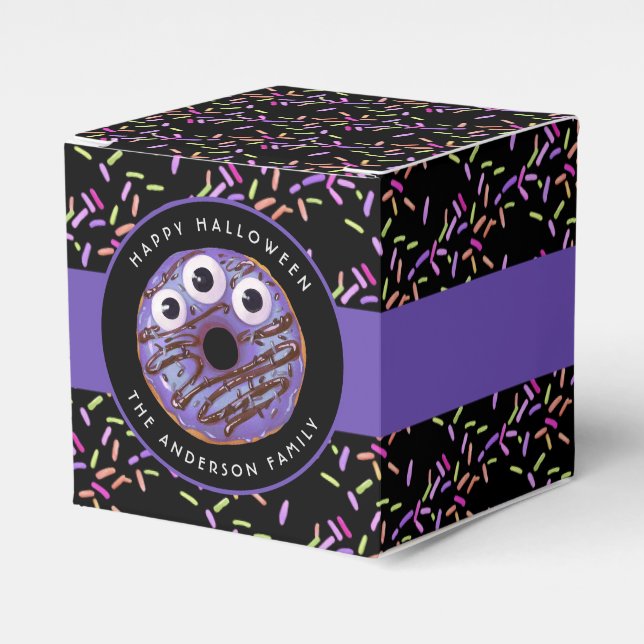 Happy Halloween Purple Blue Monster Doughnut Favour Box (Front Side)