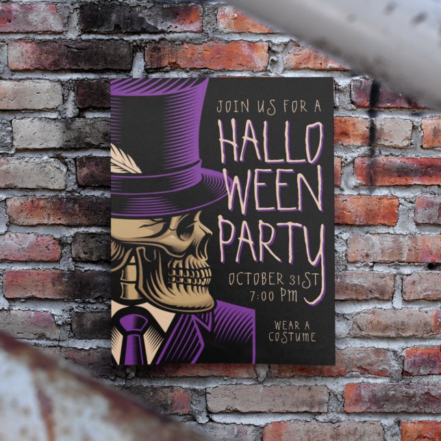 Happy Halloween |  Purple Fashion Skeleton Invitation (Creator Uploaded)