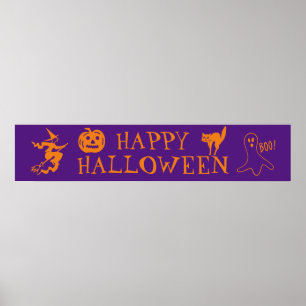 Happy Halloween purple orange spooky Poster