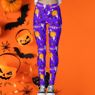 Happy Halloween Purple Spooky Festive Leggings