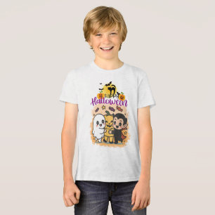 Happy Halloween Purple Sunset Haunted House Design Tri-Blend Shirt