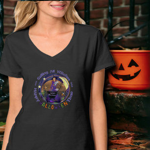 Happy Halloween Purple Witch Birthday T-Shirt