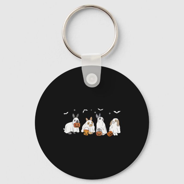 Happy Halloween Rabbit Ghost Bunny Lover Spooky Se Key Ring (Front)
