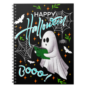 Happy Halloween reading ghost Notebook