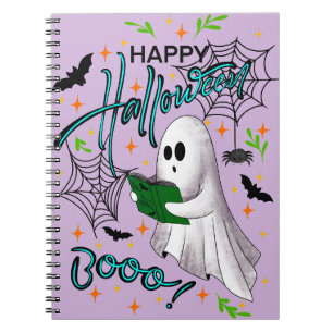 Happy Halloween reading ghost Notebook