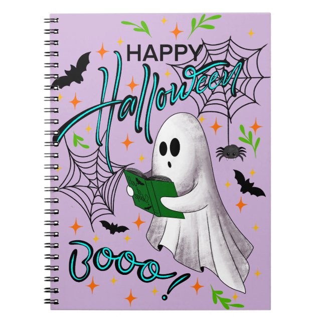 Happy Halloween reading ghost Notebook (Front)