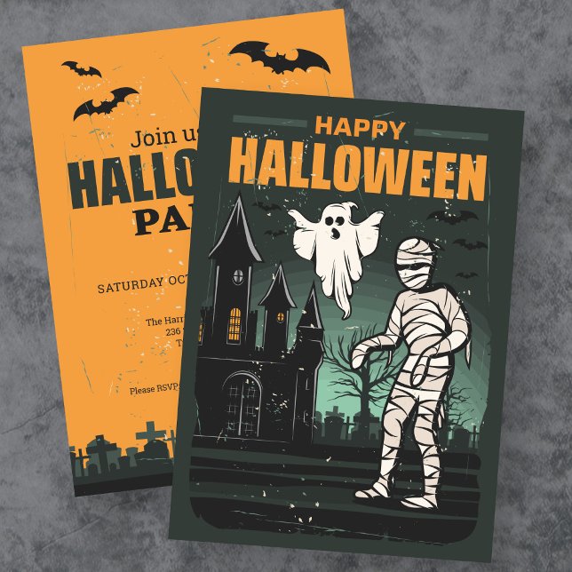 Happy Halloween Retro Party Invitation (Creator Uploaded)