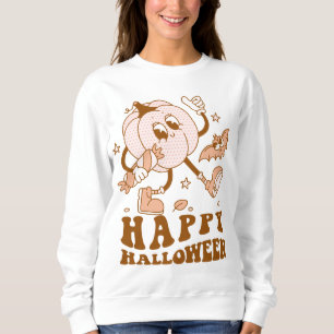 Happy Halloween  Retro Polka Dot Pumpkin Sweatshirt