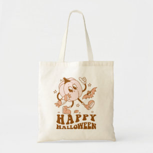 Happy Halloween Retro Polka Dot Pumpkin Tote Bag