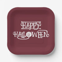 'Happy Halloween' Rich Burgundy Wine Party