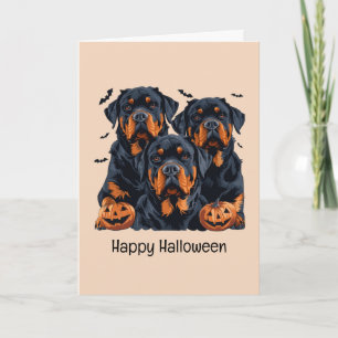 Happy Halloween Rottweiler Dogs Jack O Lantern Card