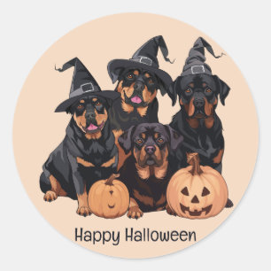 Happy Halloween Rottweiler Dogs Jack O Lantern Classic Round Sticker