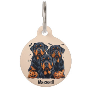 Happy Halloween Rottweiler Dogs Jack O Lantern Pet Tag