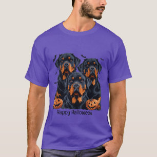 Happy Halloween Rottweiler Dogs Jack O Lantern T-Shirt