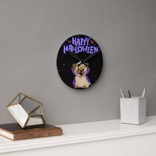 Happy Halloween Round Clock