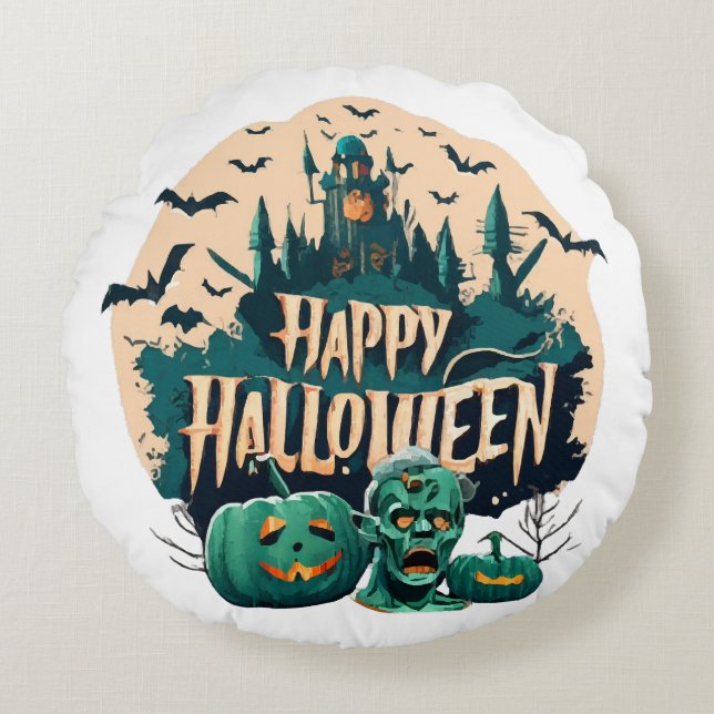 Happy Halloween Round Cushion (Front)