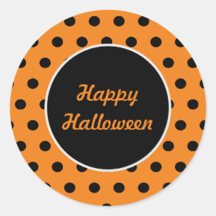 Happy Halloween Round Stickers (Orange & Black)