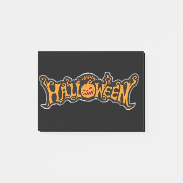 Happy Halloween Ruby Eye Pumpkin Silver Frame Post-it Notes (Front)