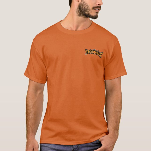 Happy Halloween Ruby Eye Pumpkin Silver Frame T-Shirt (Front)