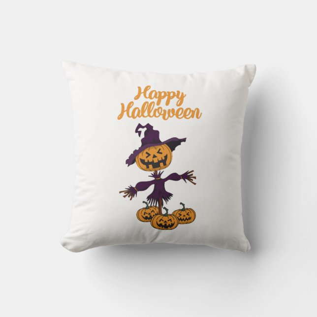 Happy Halloween Scarecrow Cushion (Front)