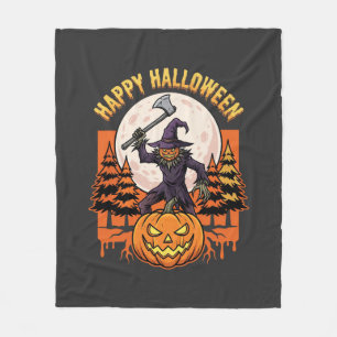 Happy Halloween Scarecrow Jack O Lantern Vector Fleece Blanket