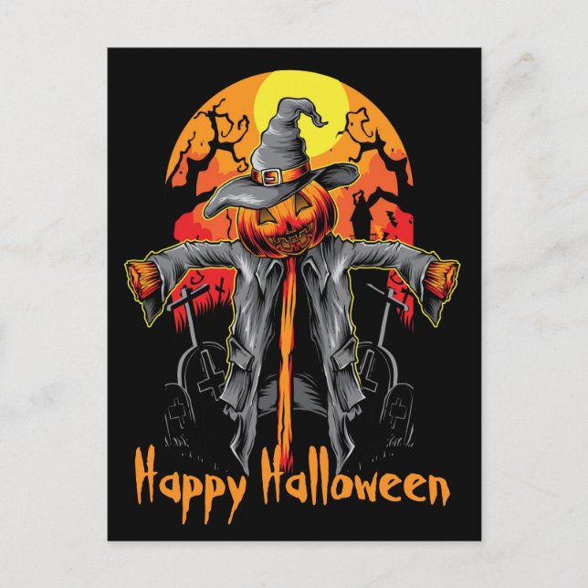Happy Halloween Scarecrow  Postcard (Front)