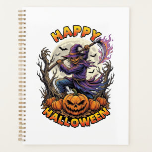 Happy Halloween Scarecrow Reaper Flaming Scythe Fu Planner