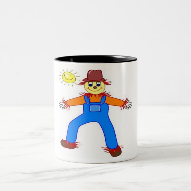 "HAPPY HALLOWEEN" SCARECROW Two-Tone COFFEE MUG (Center)