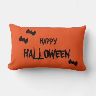 Happy Halloween Scary Bat Orange Throw Lumbar Cushion