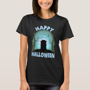 Happy Halloween Scary Bats Witch Tombstone T-Shirt