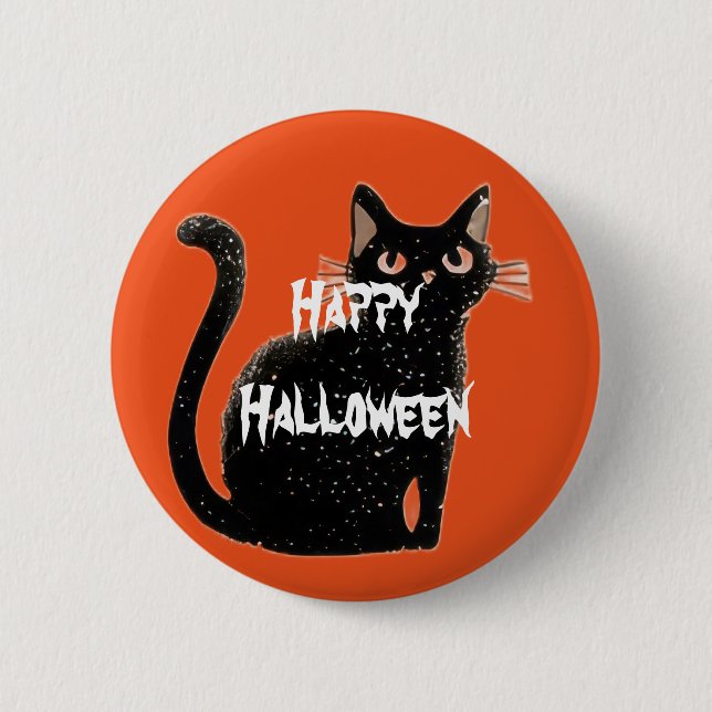 Happy Halloween Scary Cat 6 Cm Round Badge (Front)