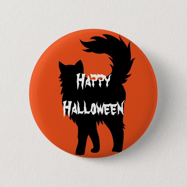 Happy Halloween Scary Cat 6 Cm Round Badge (Front)