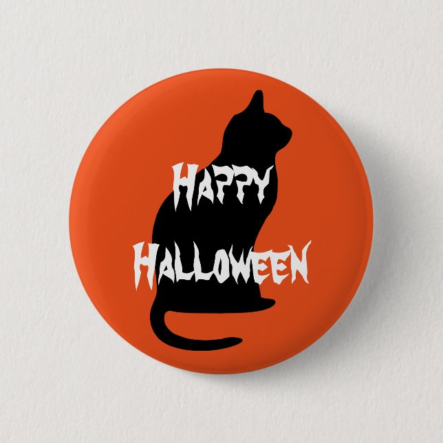 Happy Halloween Scary Cat 6 Cm Round Badge (Front)