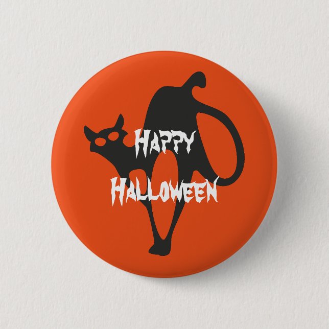 Happy Halloween Scary Cat 6 Cm Round Badge (Front)