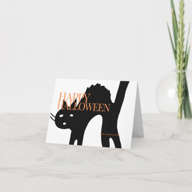 Happy Halloween Scary Cat Halloween Card (Front)