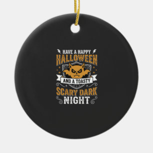 Happy Halloween Scary Dark Night Vector Design Ceramic Tree Decoration