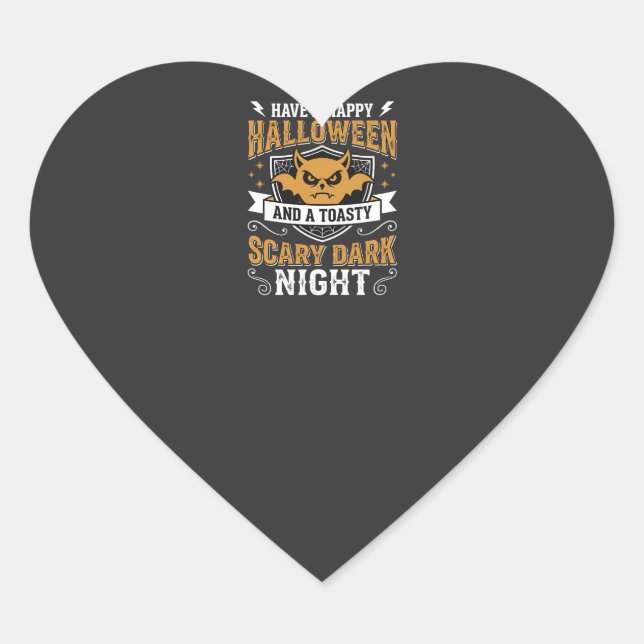 Happy Halloween Scary Dark Night Vector Design Heart Sticker (Front)