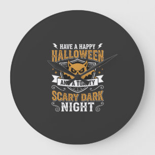 Happy Halloween Scary Dark Night Vector Design Large Clock