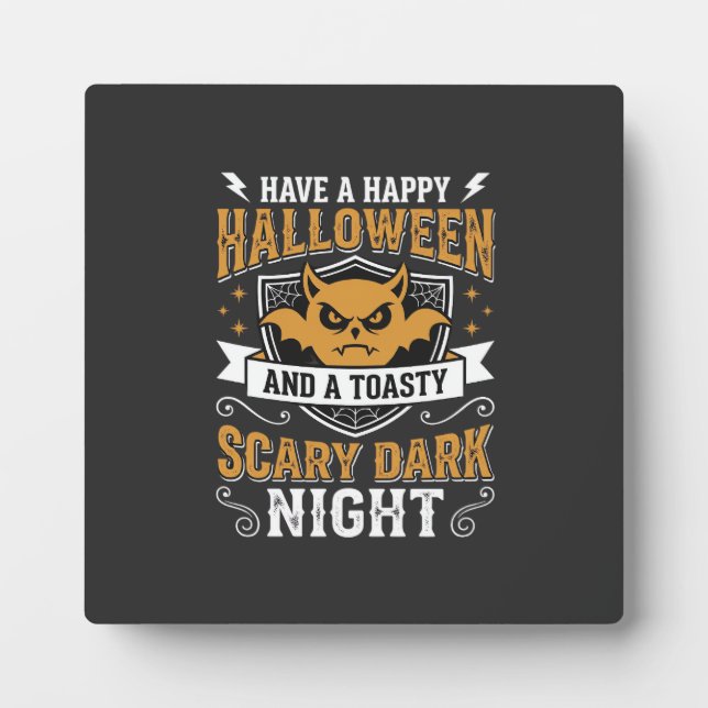 Happy Halloween Scary Dark Night Vector Design Plaque (Front)
