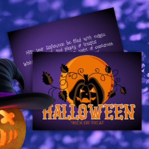 Happy Halloween Scary Pumpkin and Moon Card